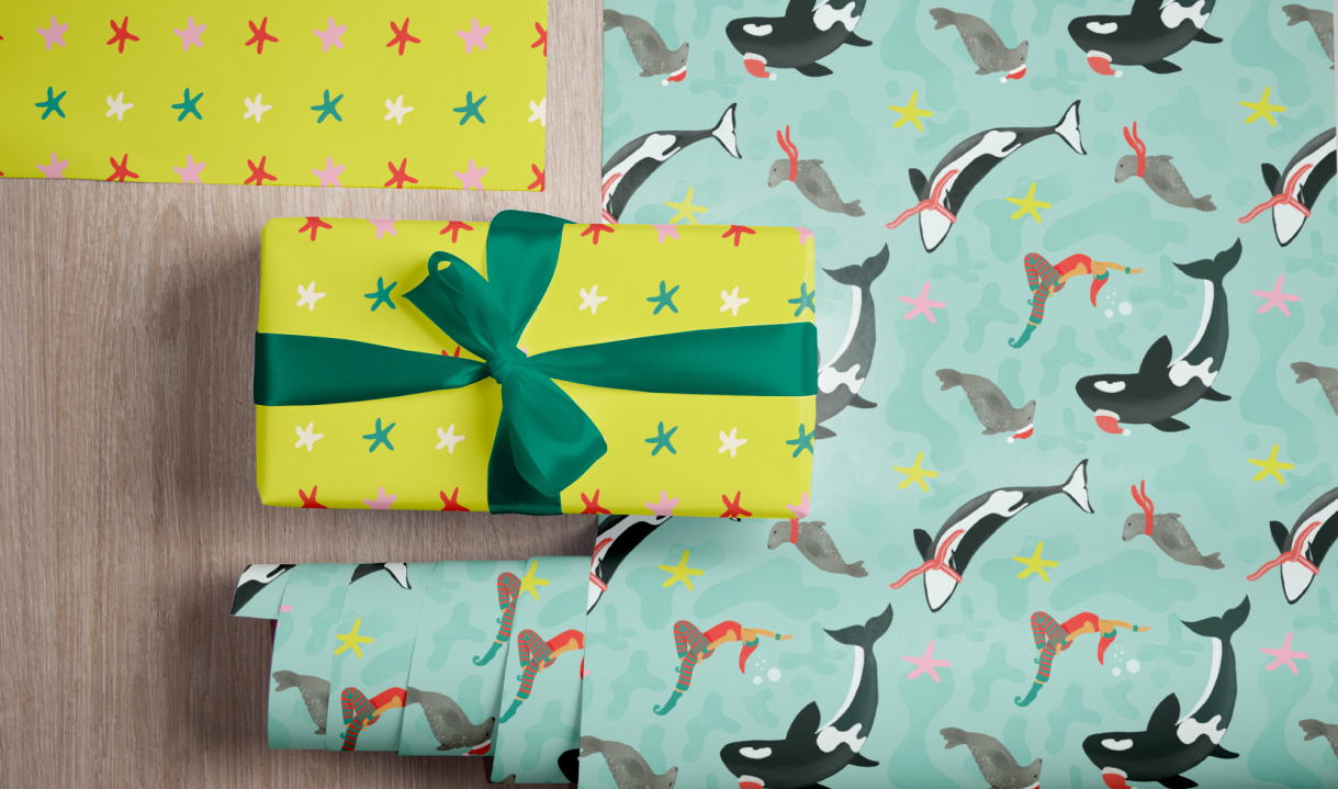 Vancouver Island Hemlock Printers Christmas Wrapping paper Wrapped
