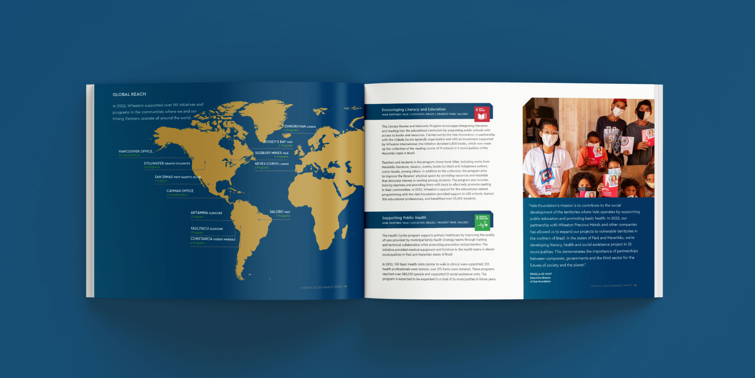 Wheaton Previous Metal Annual Report opened on Global Reach page.
