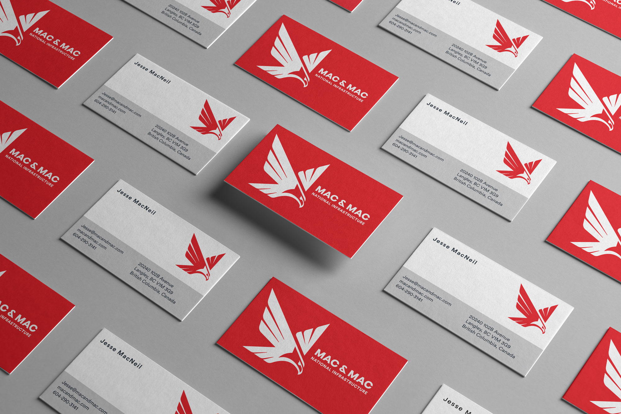 Business cards showing the Maverick Marine Services eagle logo